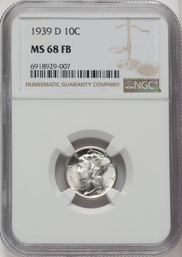 1939-D 10C FB Mercury Dime NGC MS68