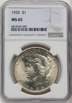 1935 Peace Dollar NGC MS65