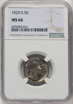 1929-S 5C Buffalo Nickel NGC MS66