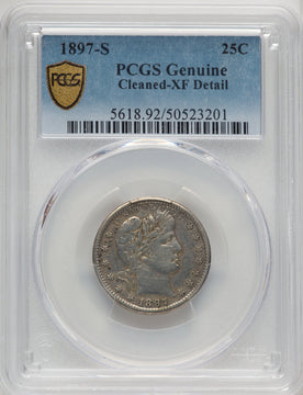 1897-S 25C Genuine Barber Quarter Genuine PCGS XF40