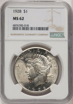 1928 Peace Dollar NGC MS62