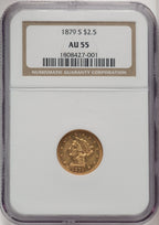 1879-S $2.50 Liberty Quarter Eagle AU55 NGC