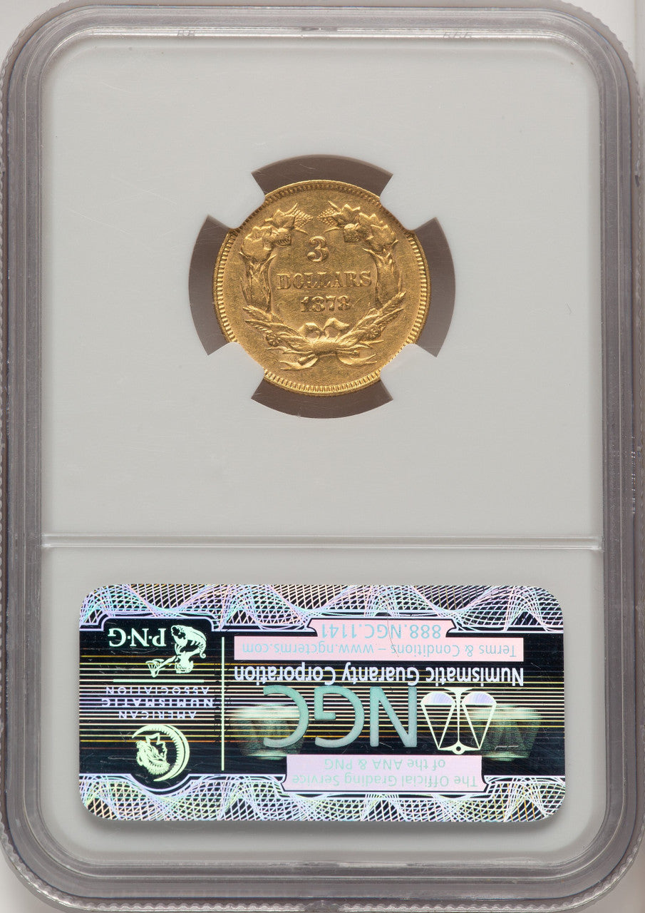 1878 $3 Three Dollar Gold Pieces NGC AU58 (774193138)