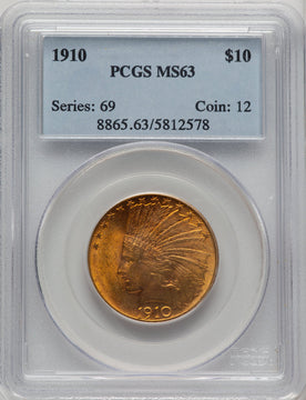 1910 $10 Indian Eagle PCGS MS63 (506912028)