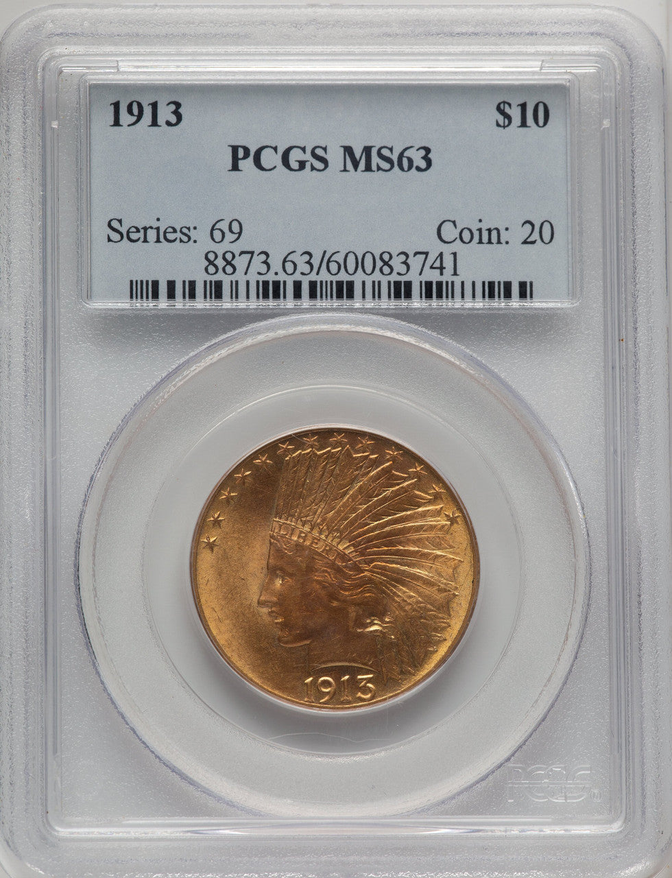 1913 $10 Indian Eagle PCGS MS63 (506912040)