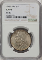 1935/34 50C Boone Commemorative Silver NGC MS67