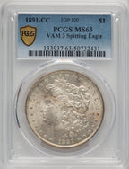 1891-CCVAM-3 Spitting Eagle Morgan Dollar PCGS MS63