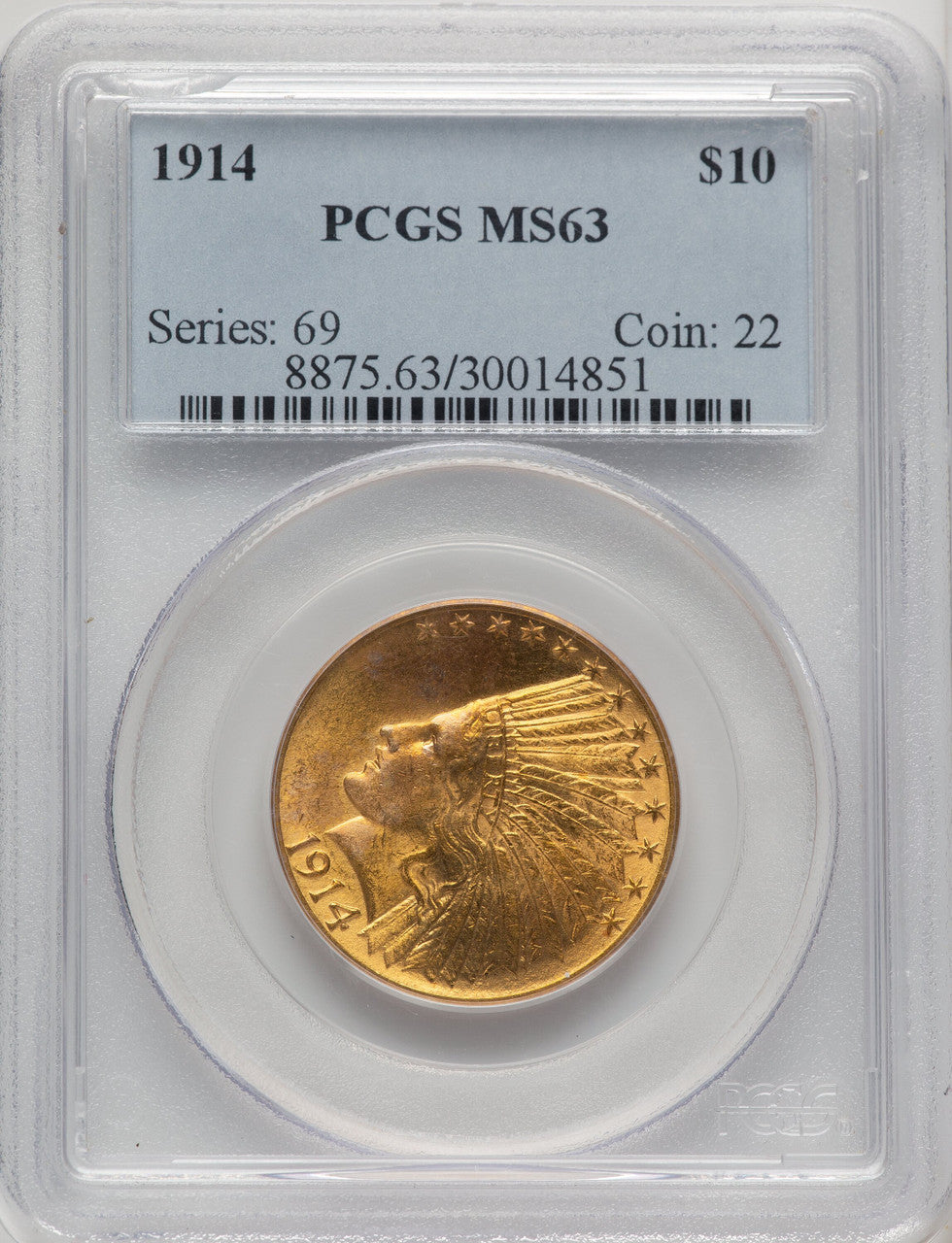 1914 $10 Indian Eagle PCGS MS63 (506912045)