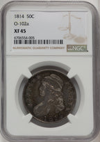 1814 50C O-102a Bust Half Dollar NGC XF45