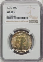 1935 50C Walking Liberty Half Dollar NGC MS67+