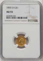 1855-O G$1 Gold Dollar NGC AU55