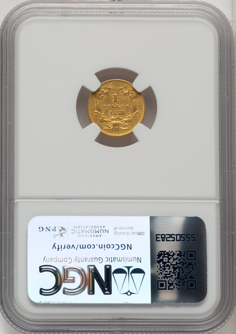 1855-O G$1 Gold Dollar NGC AU55