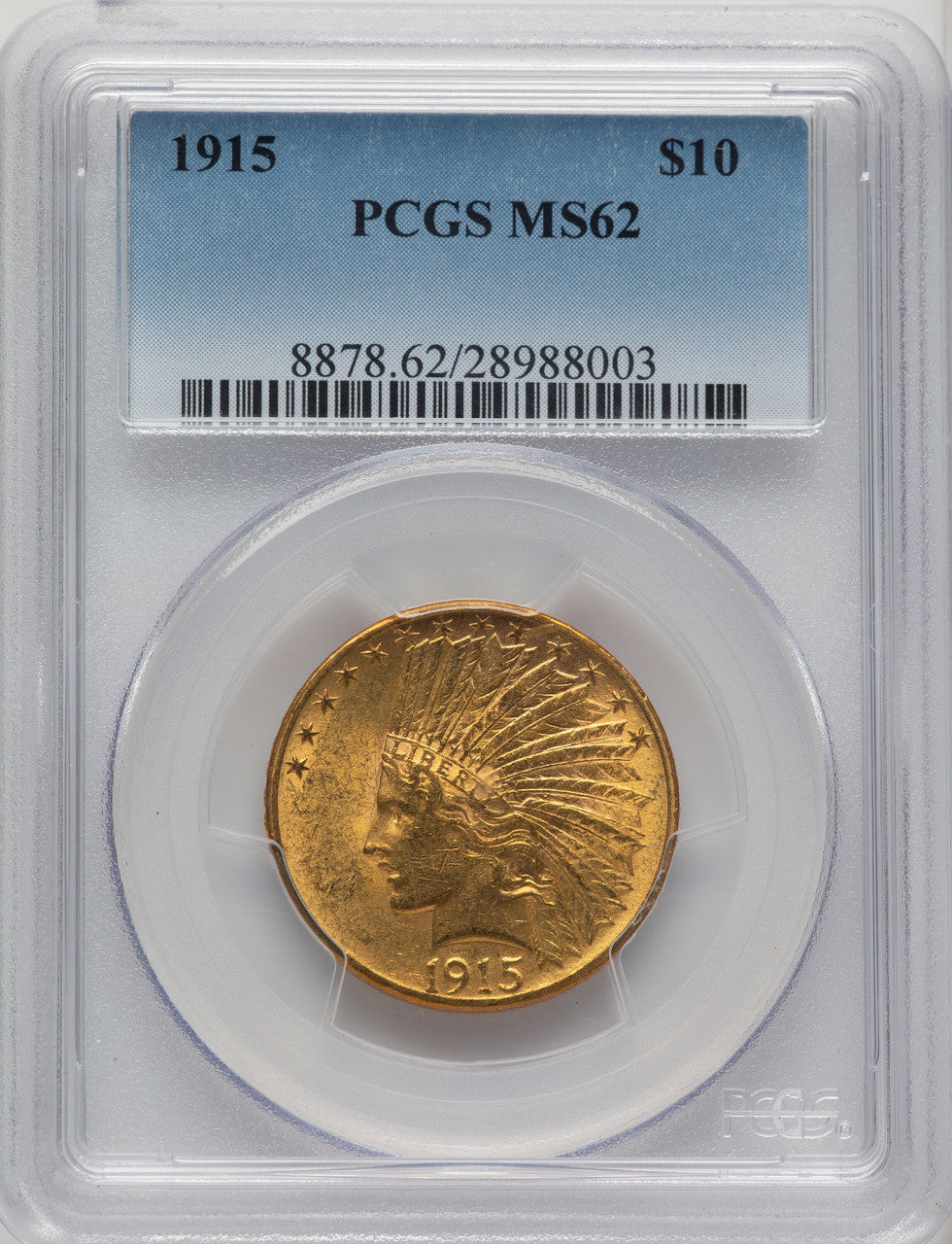 1915 $10 Indian Eagle PCGS MS62 (774367004)