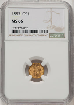 1853 G$1 Gold Dollar NGC MS66 (773723005)