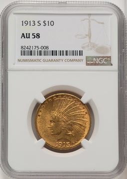 1913-S $10 Indian Eagle NGC AU58