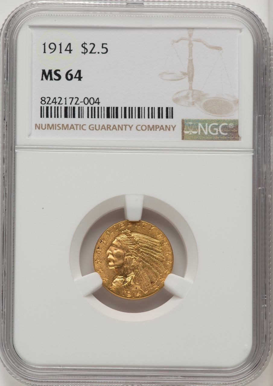 1914 $2.50 Indian Quarter Eagle NGC MS64 (773661004)
