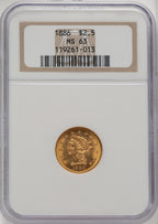 1886 $2.50 Liberty Quarter Eagle NGC MS63