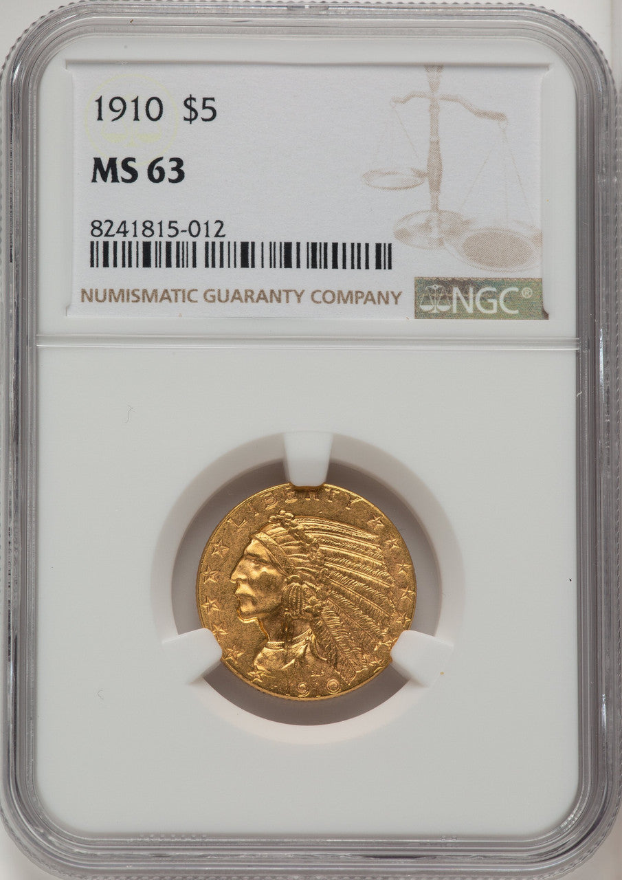 1910 $5 Indian Half Eagle NGC MS63 (506716022)