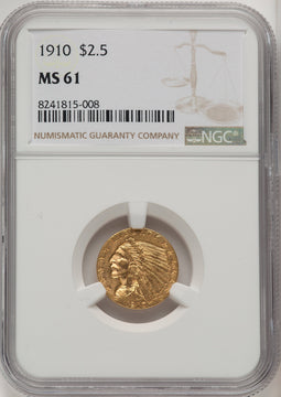 1910 $2.50 Indian Quarter Eagle NGC MS61 (177192001)