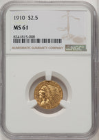 1910 $2.50 Indian Quarter Eagle NGC MS61 (177192001)