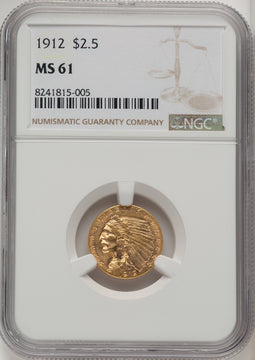 1912 $2.50 Indian Quarter Eagle NGC MS61 (772545100)