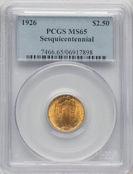1926 $2.50 SESQUI Commemorative Gold PCGS MS65 (773690012)
