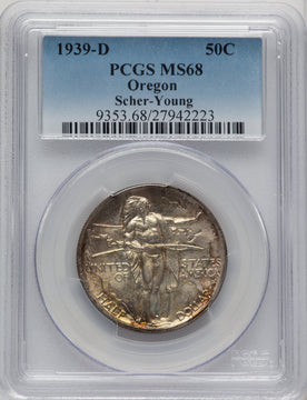1939-D 50C Oregon Commemorative Silver PCGS MS68