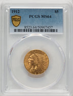 1912 $5 Indian Half Eagle PCGS MS64 (771479005)