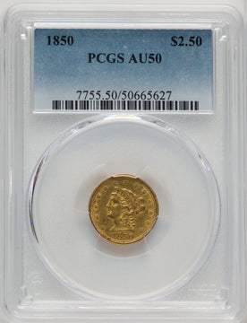 1850 $2.50 Liberty Quarter Eagle PCGS AU50
