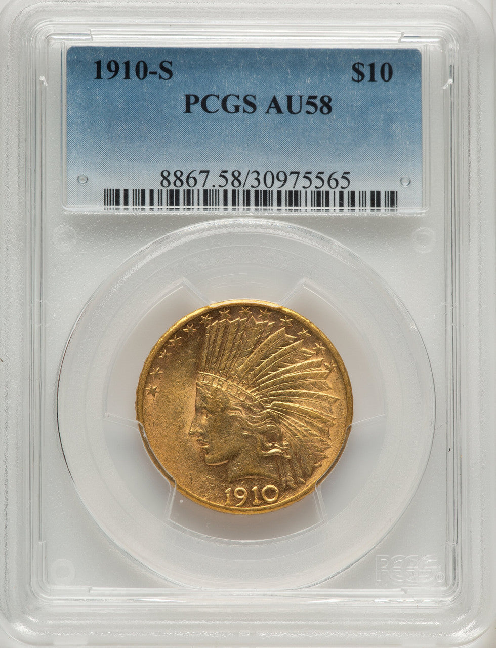 1910-S $10 Indian Eagle PCGS AU58 (773972198)