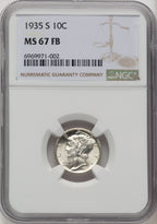 1935-S 10C FB Mercury Dime NGC MS67 (774305003)