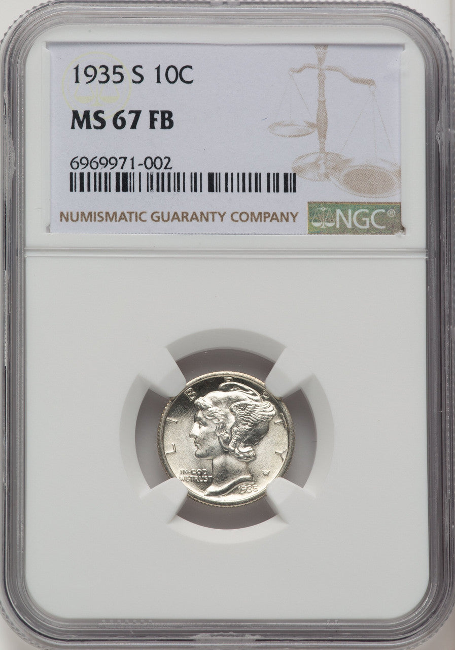 1935-S 10C FB Mercury Dime NGC MS67 (774305003)
