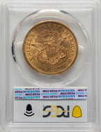 1863 $20 CAC Liberty Double Eagle PCGS AU53