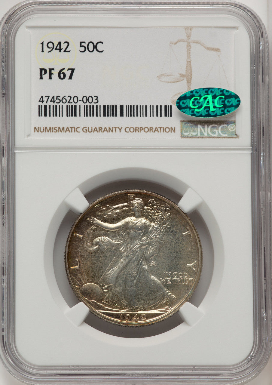 1942 50C CAC Proof Walking Liberty Half Dollar NGC PR67 (774501016)