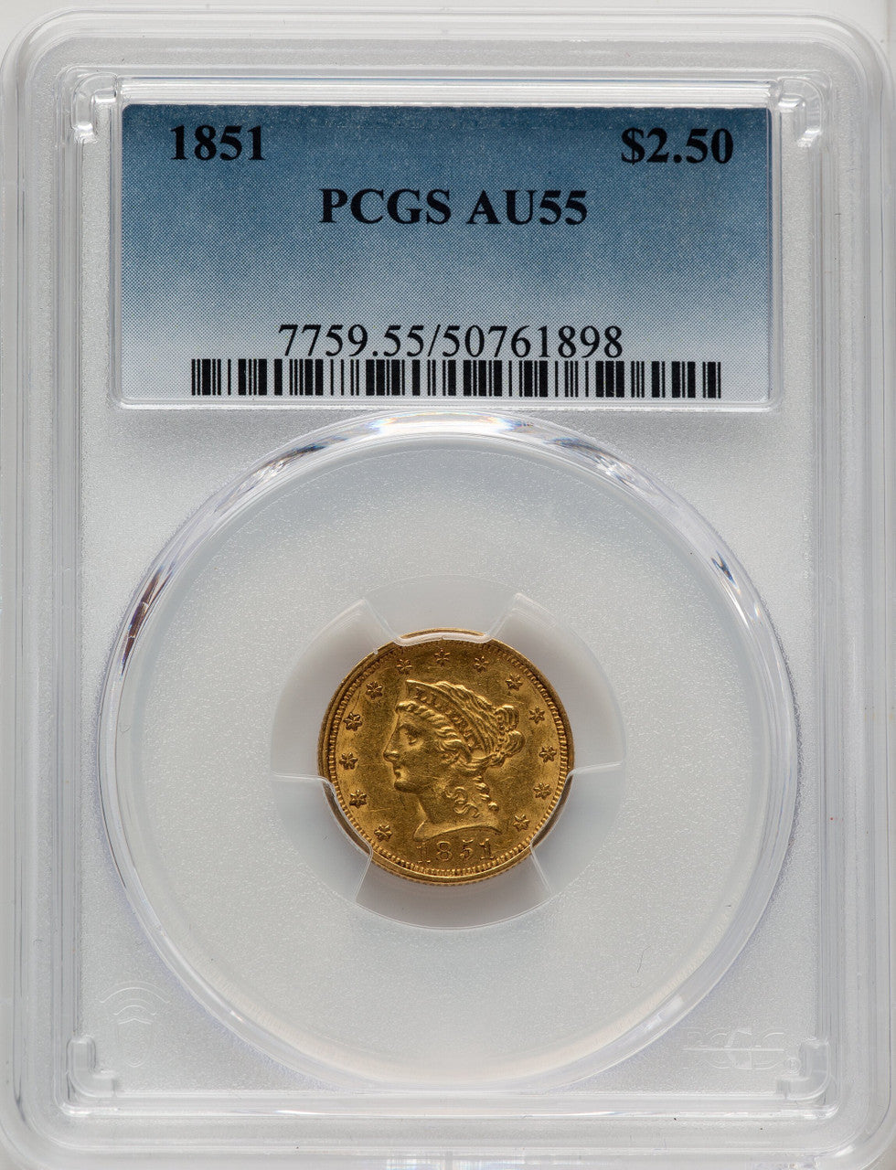 1851 $2.50 Liberty Quarter Eagle PCGS AU55