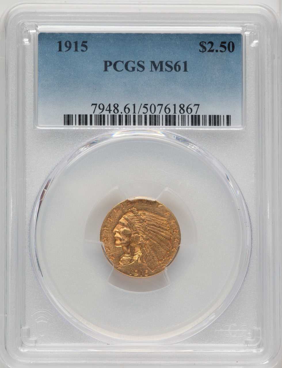 1915 $2.50 Indian Quarter Eagle PCGS MS61 (774311083)