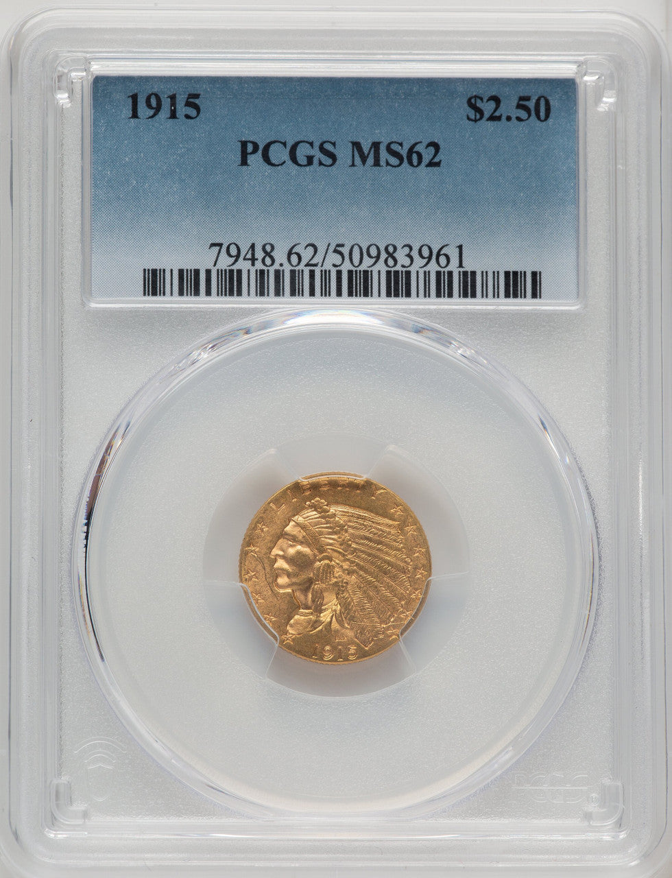 1915 $2.50 Indian Quarter Eagle PCGS MS62 (773972227)
