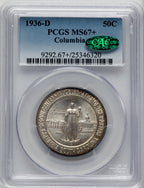 1936-D 50C Columbia CAC Commemorative Silver PCGS MS67+ (774501025)