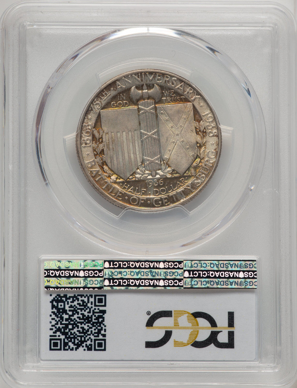 1936 50C Gettysburg CAC Commemorative Silver PCGS MS65