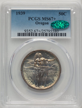 1939 50C Oregon CAC Commemorative Silver PCGS MS67+