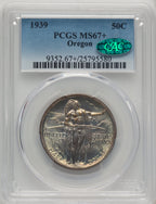 1939 50C Oregon CAC Commemorative Silver PCGS MS67+