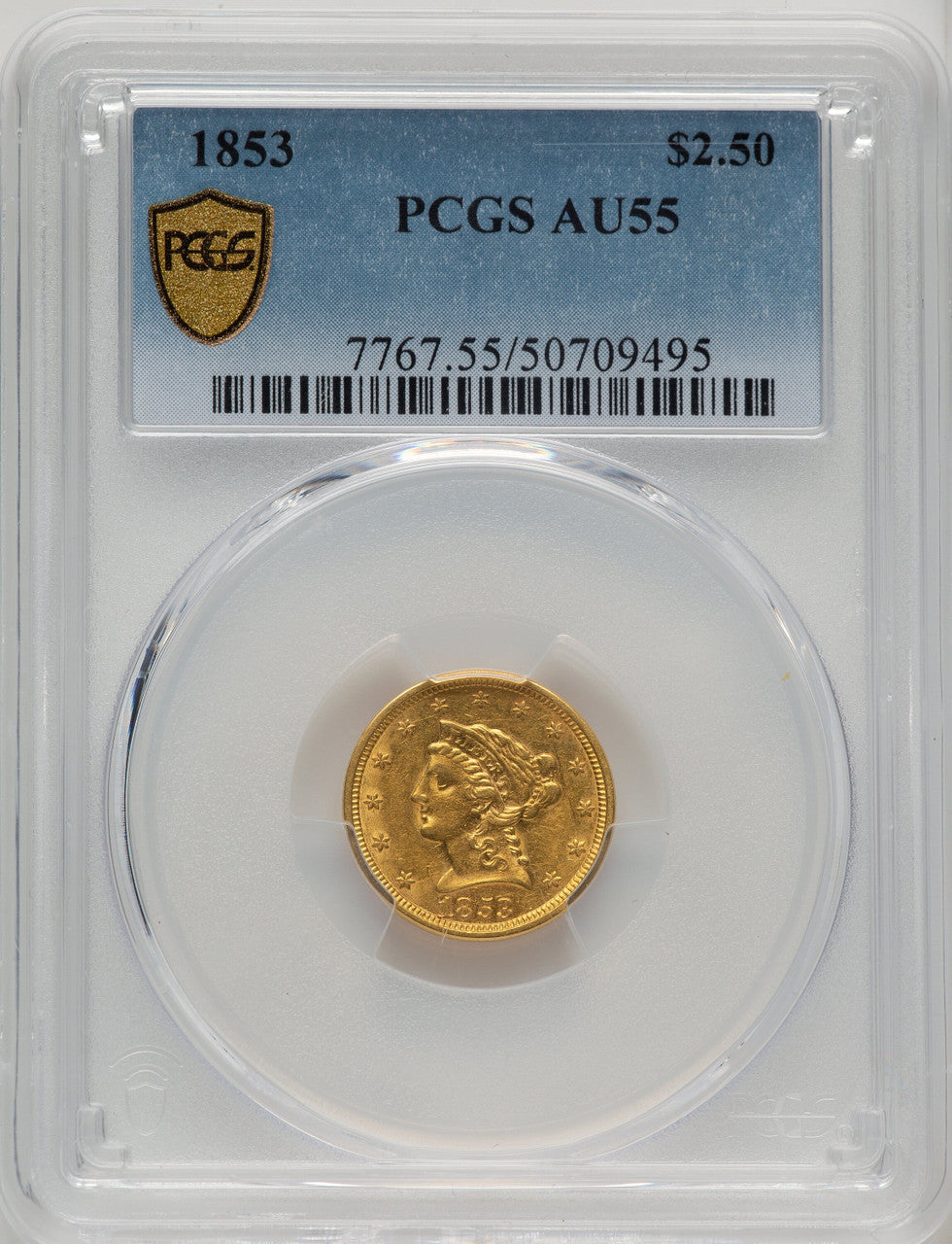 1853 $2.50 Liberty Quarter Eagle PCGS AU55 (774414064)
