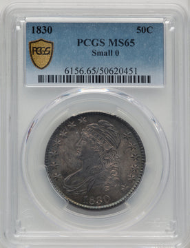 1830 50C Small 0 Bust Half Dollar PCGS MS65