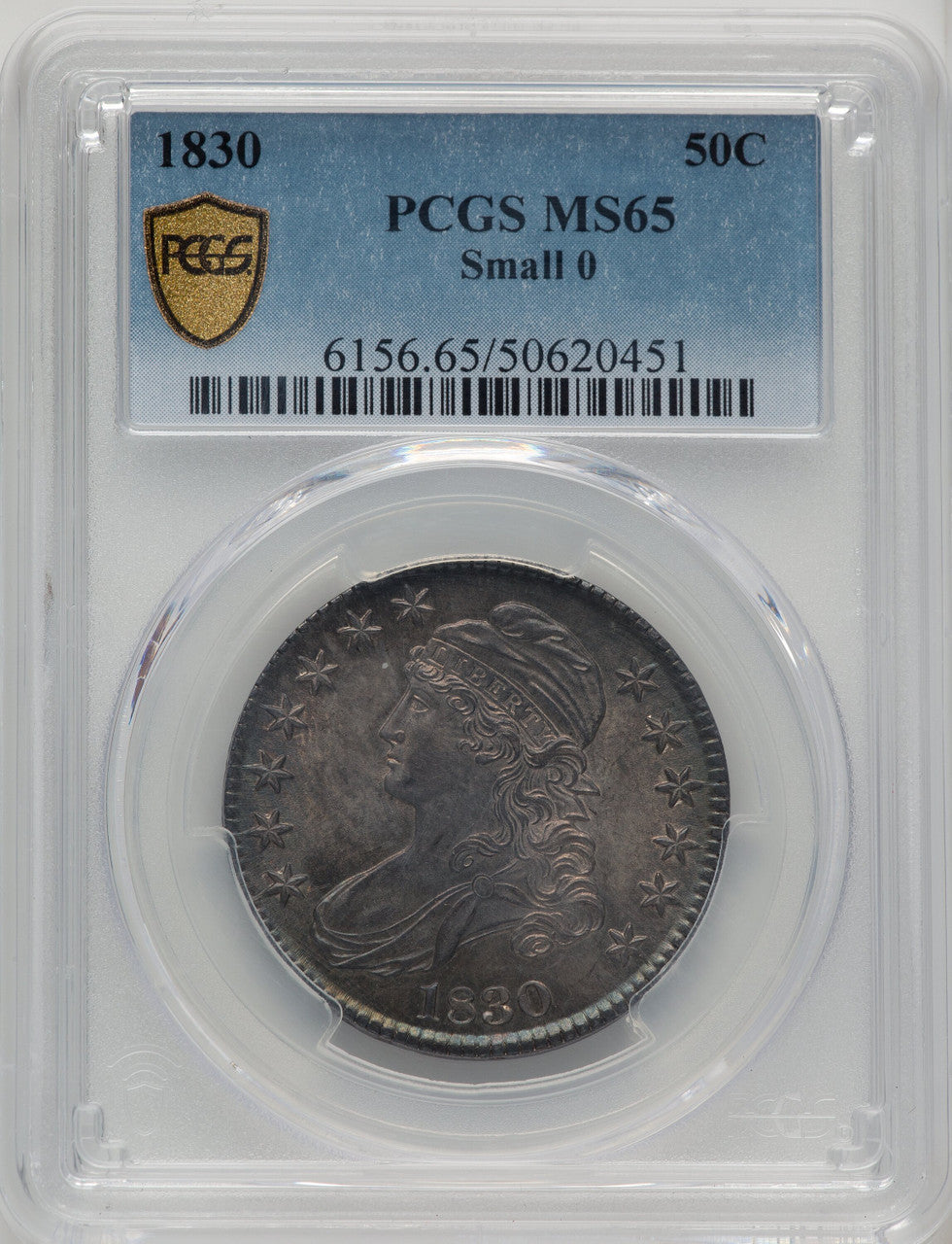 1830 50C Small 0 Bust Half Dollar PCGS MS65