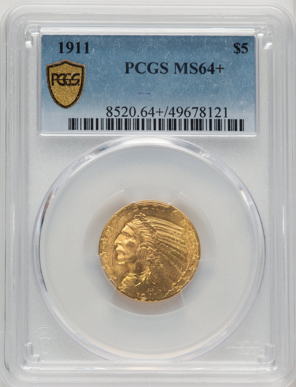 1911 $5 Indian Half Eagle PCGS MS64+ (773972235)