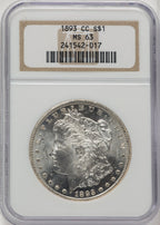 1893-CC Morgan Dollar NGC MS63 (774251014)