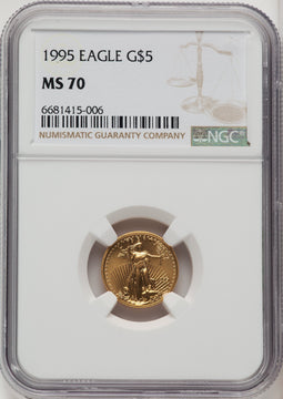 1995 $5 Tenth-Ounce Gold Eagle Brown Label NGC MS70 (768383002)