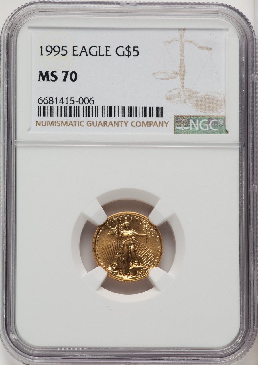 1995 $5 Tenth-Ounce Gold Eagle Brown Label NGC MS70 (768383002)