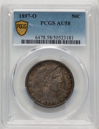 1897-O 50C Barber Half Dollar PCGS AU58
