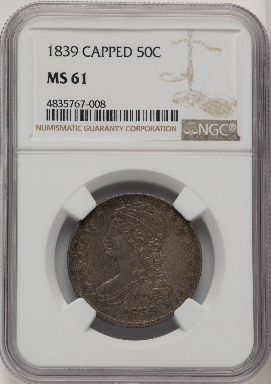 1839 50C REED EDGE Reeded Edge Half Dollar NGC MS61